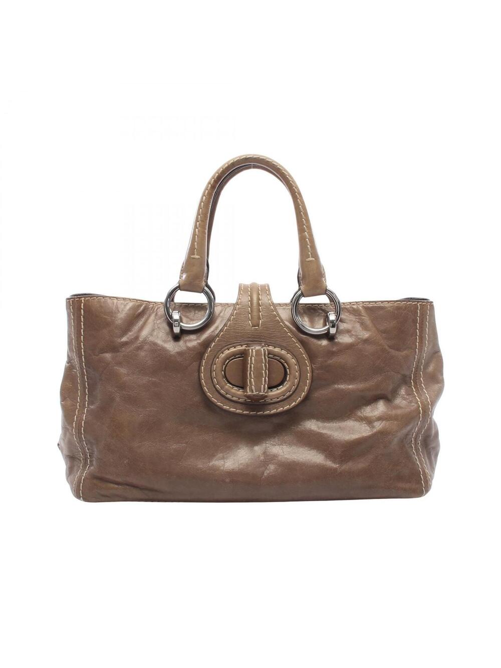 Prada Square Tote Handbag Leather Khaki #362736P44B